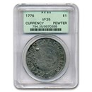 1776 Continental Currency Dollar VF-35 PCGS (Pewter) 1776 Continental Currency Dollar VF-35 PCGS (Pewter)